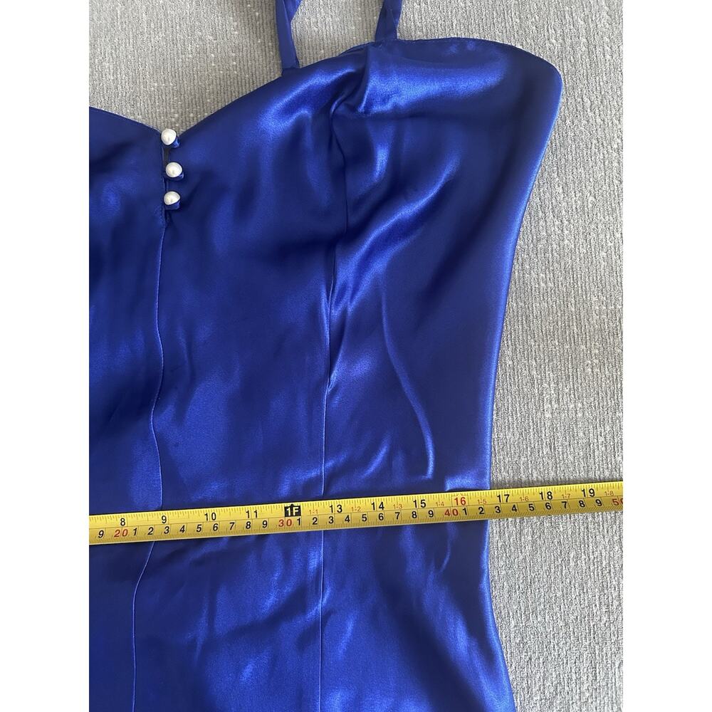 Cacique Blue  Satin Teddy Romper Lingerie SZ L Whimsigoth Fairy - Picture 7 of 11